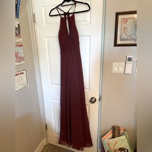 Burgundy High Slit Dress